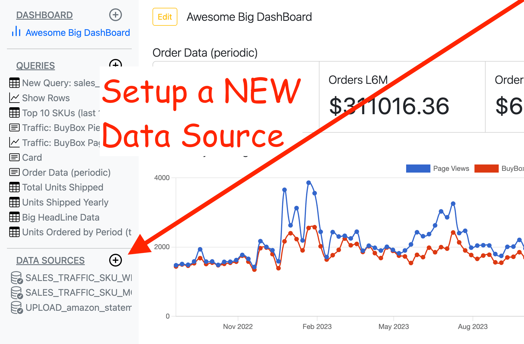 New data source selection screen